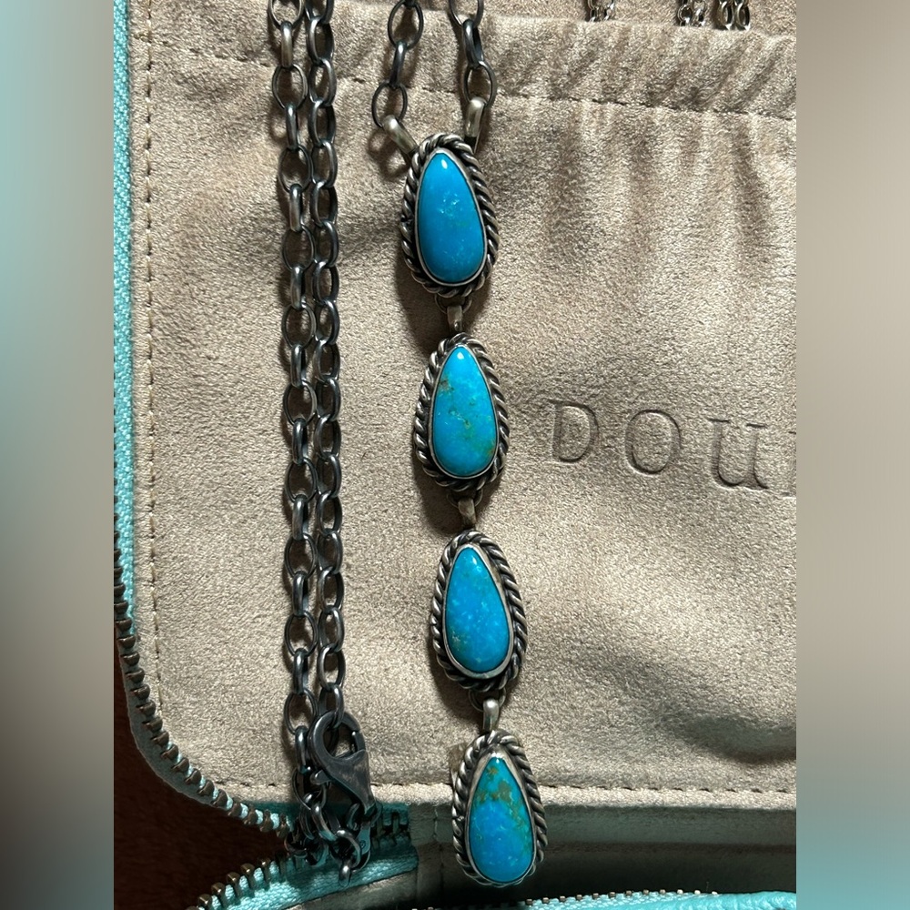 Native Made Turquoise Lariat Necklace
